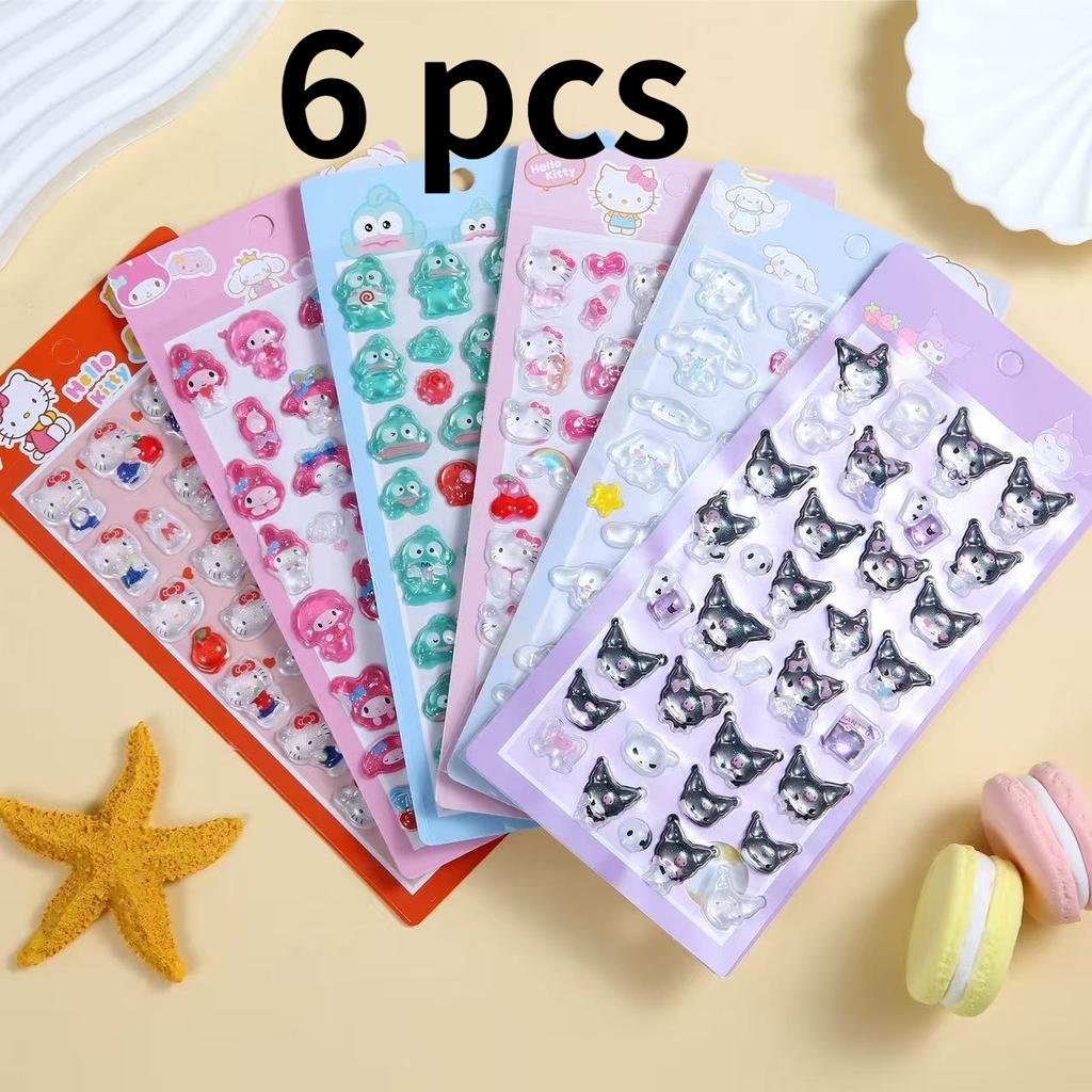 14 style Anime kitty cat Kuromi Cinnamoroll 3D Sanri Stickers Transparent Jelly Crystal Decorative Sticker Phone Case DIY KidToy
