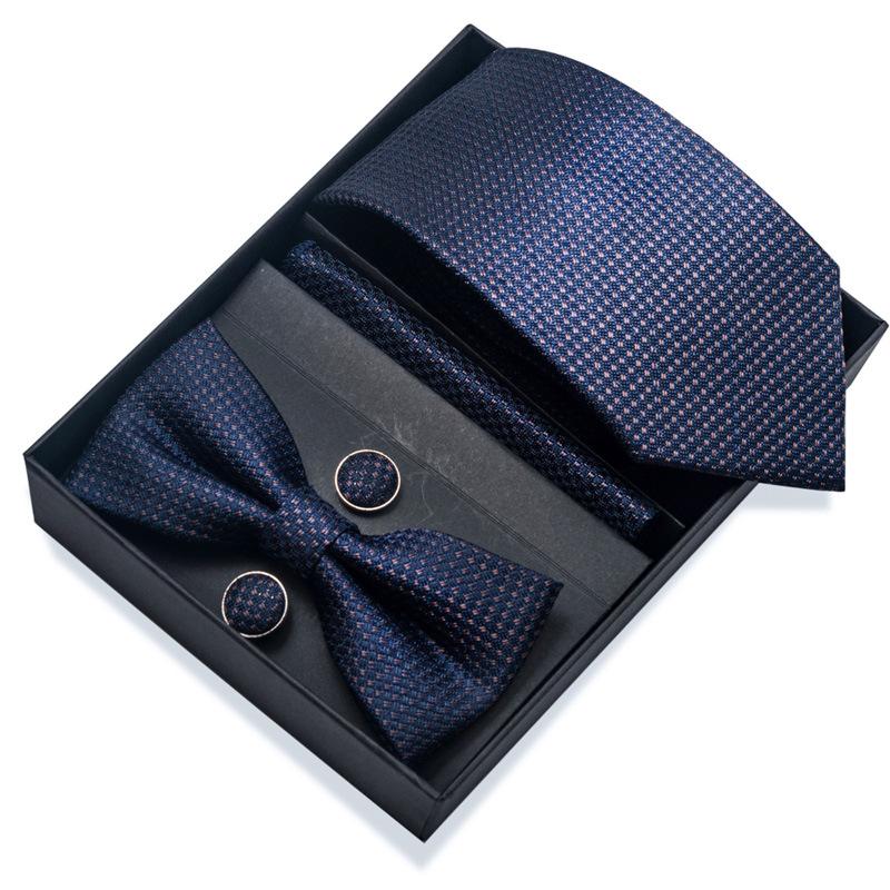 Set de 6 piezas, Corbata de Vestir de Negocios 8 cm Corbata para Hombre Set de Pajarita Caja de Regalo.