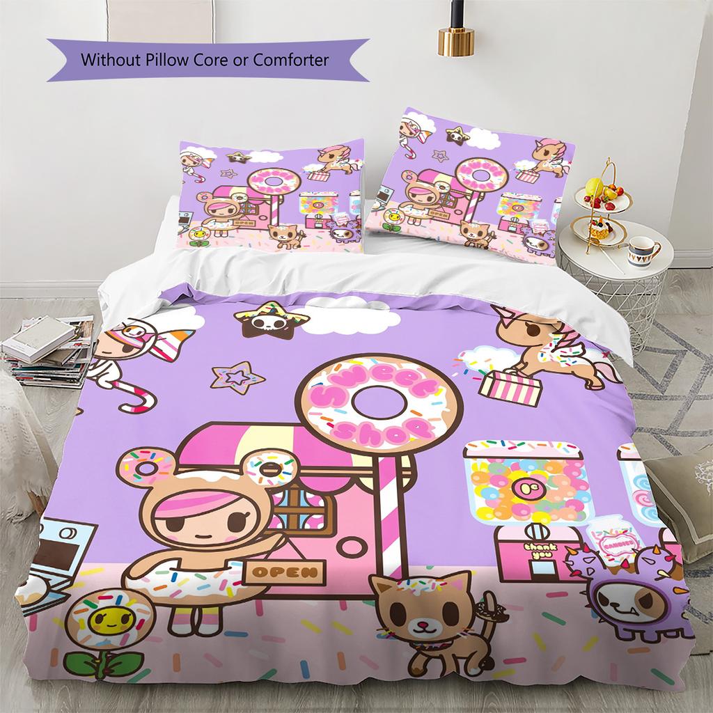 Tokidoki  Pattern Bedding Quilt Set  Home Decoration  Gift (1 * duvet cover + 2 * pillowcase  without core)