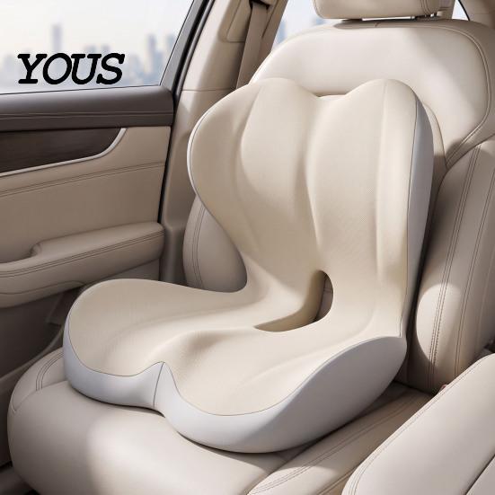 Comfort Cushion for Long Driving Memory Foam Car Seat Cushion, Ergonomic Lumbar Support Back Pain, Office Chair Non-Slip Pad with Breathable