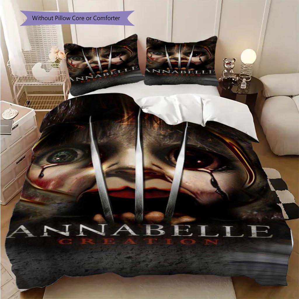 Horror Annabelles Creation Bedding (1 * duvet cover + 2 * pillowcase, without core) 2D Flat Soft and comfortable Bedding set Christmas birthday gift