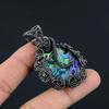 Abalone Shell 999 Copper Wire Wrapped Pendant, Handmade Gemstone Pendant Jewelry, Gifts For Wife Brand New Pendant