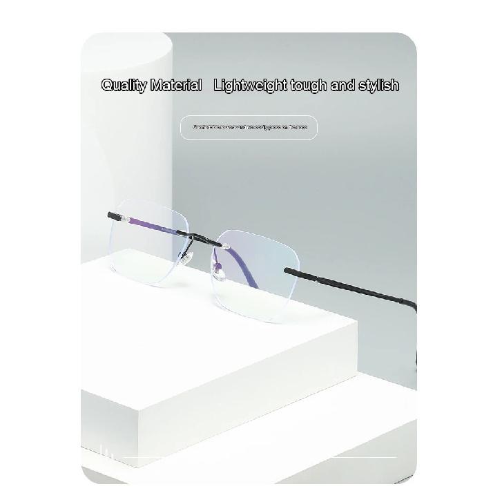 Men Pure Titanium Rimless Eyeglasses Frame Women Blue Light Blocking Lens Frameless Glasses Prescription Myopia Reading Eyewear