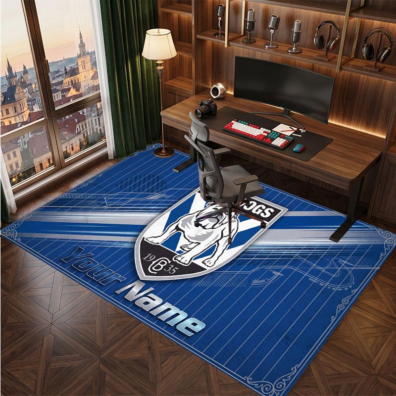 Canterbury-Bankstown Bulldogs Personalized Crystal Velvet Carpet, Customized Name Text Soft Anti‑Slip Rug for Living Room Bedroom