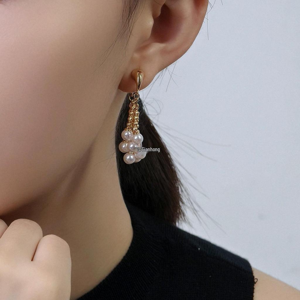 Elegant French Tassel Pearl Earrings - Luxurious Women's Studs 2025 New