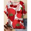 Fashion Women's Crew Neck Short Sleeve 3D Casual Color Printing Casual Short Sleeve Crew Neck T-Shirt