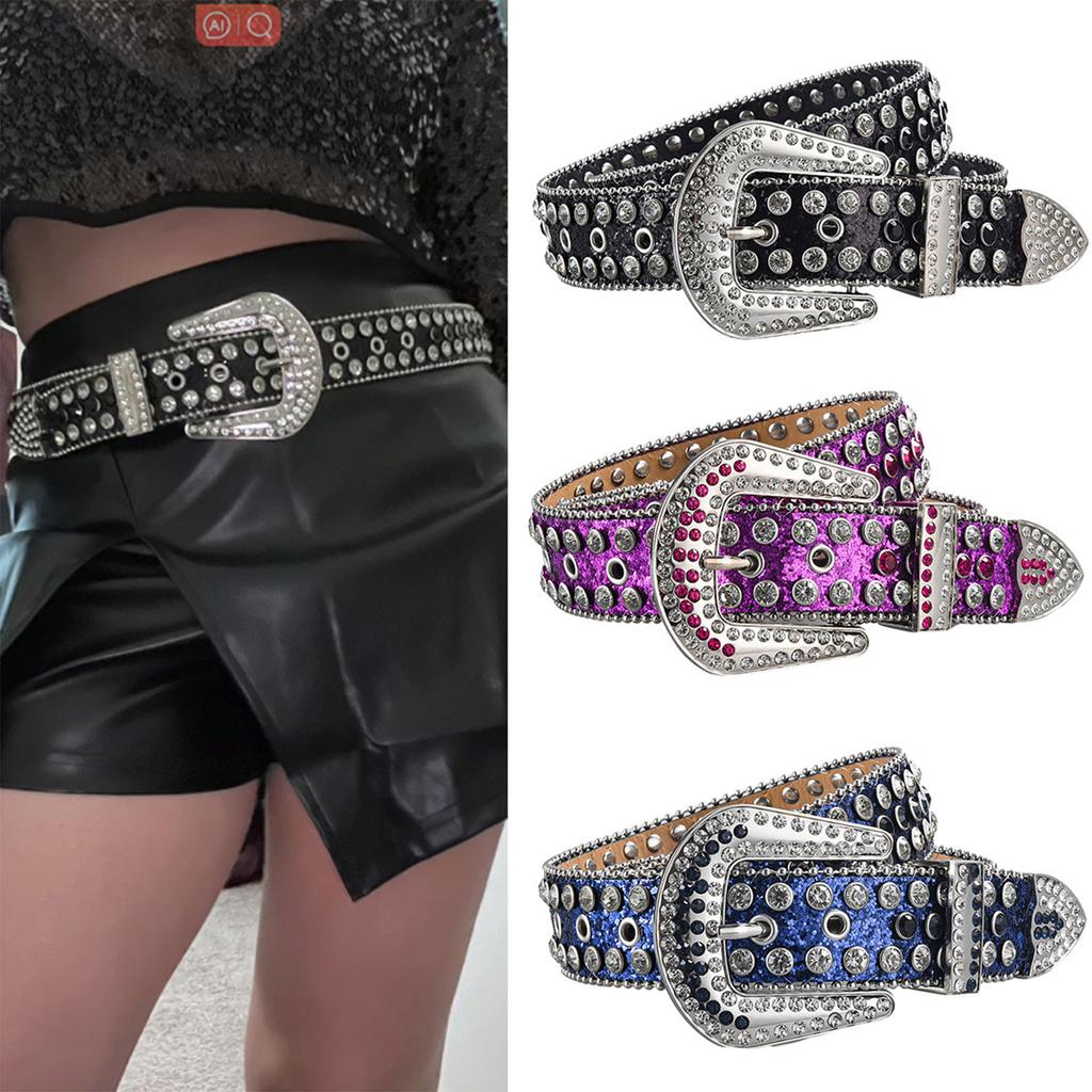 Cool Gothic Waist Chain Casual Belt Studded Waist Ceinture Glittered Belt Studded Blingbling Easy Belt