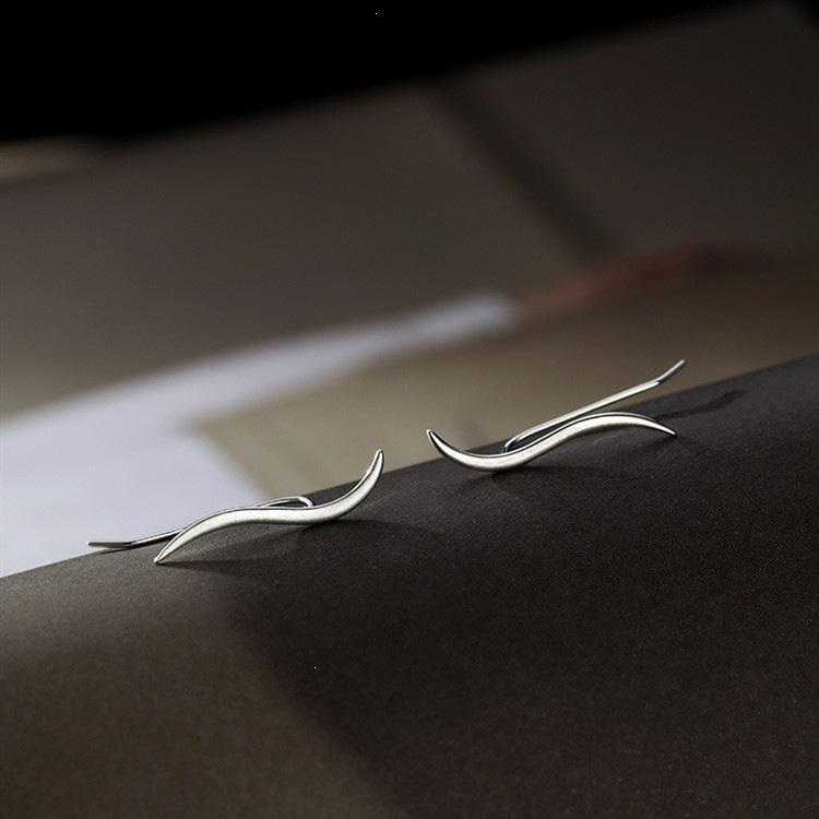 925 Sterling Silver Streamlined Stud Earrings for Women - Niche Summer 2022 Trend Ear Jewelry