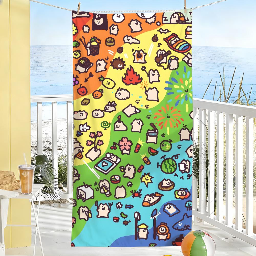 Cute E-EverydayOneCat Fashion Towel Soft Pool Gift For Travel Gym Shower Camping Quick Dry Sports Large Beach Towels