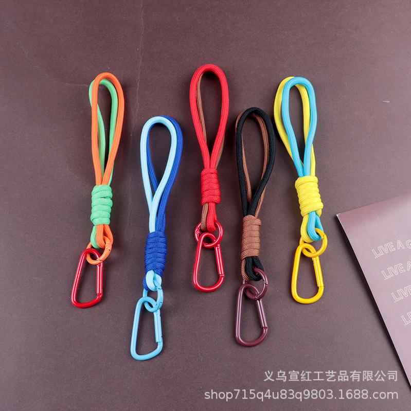 

Dual-Color Outdoor Woven Keychain Lanyard and Phone Charm Wrist Strap Orange and Blue Woven Rope