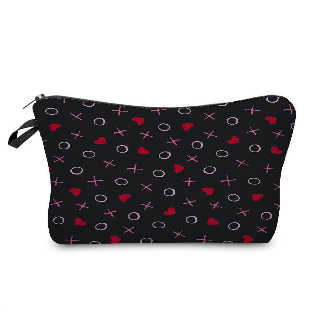 Women Hearts Print Cosmetic Bag Toiletries Organize Travel Storage Case KTB