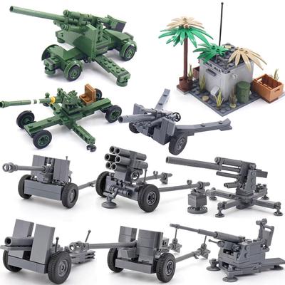 Army Series USA Battle Gun Cannon Brick Playset WW2 German Anti-aircraft Rocket Army Soldier Figures Block Bricks Kids Toys Playsetss