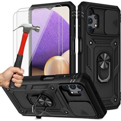 Protective Case - PROSHOP - for Samsung A32 5G - Tempered Glass - Shockproof - Black - 2 Tempered Glasses