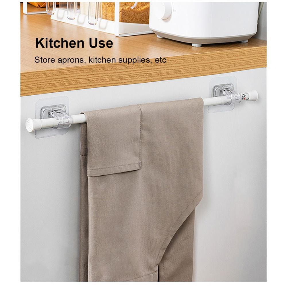 Silicone World 4PCS Self Adhesive Hooks Punch-free Curtain Rod Clip Hook  Telescopic Rod Holder Fixed Clip Hanging Hook Holder