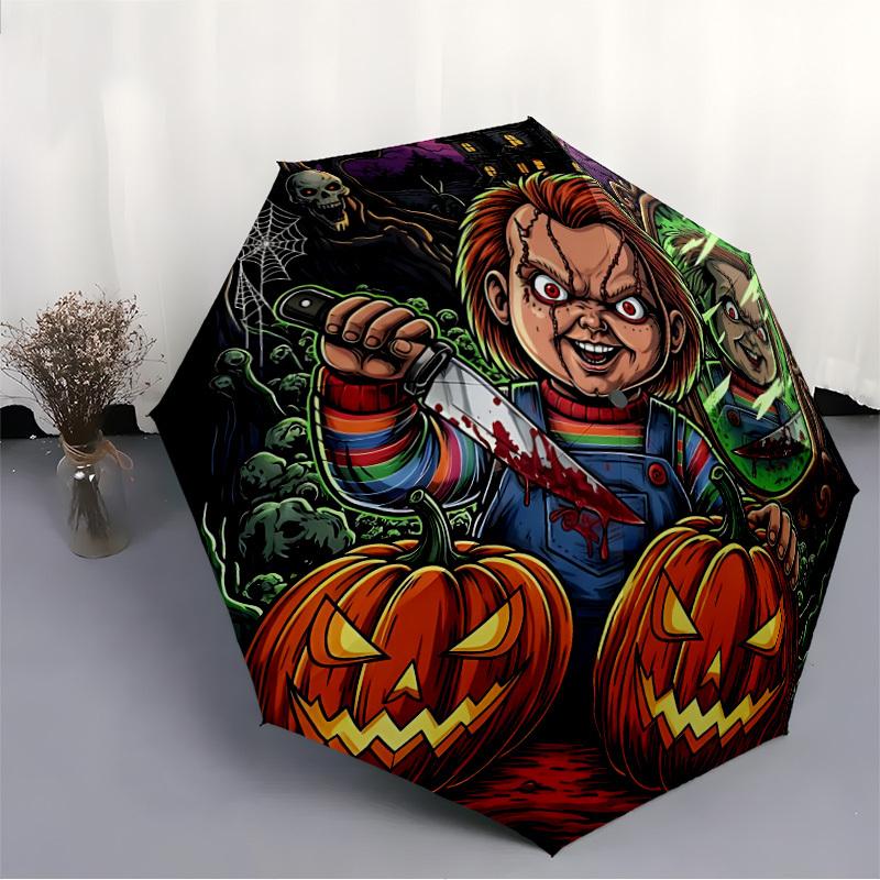 1pc Chucky Automatic Open/Close Umbrella Folding Umbrella, Portable Compact Travel Umbrella, Gift for Men & Women y10