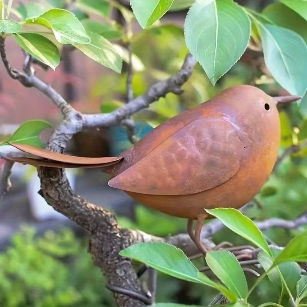 Rustic Metal Bird Sculptures Funny Retro Bird Statue Small Bird Figurine Bird Enthusiasts Gift