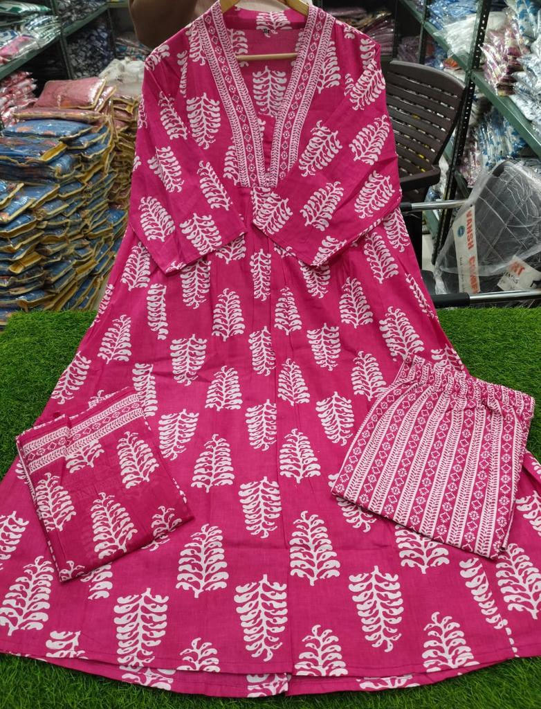 Beautiful Designer Tunic A-line Kurta Pant Dupatta Set Indian Women Kurti Salwar Suit Dress