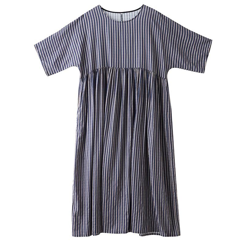 Κοντό μανίκι Plus size Βαμβακερό vintage φλοράλ νέο σε φορέματα για γυναίκες casual φαρδύ μακρύ καλοκαιρινό φόρεμα