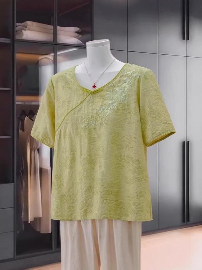 Mother's Day Retro Embroidered Short-Sleeve T-Shirt - Fashionable, Loose, and Versatile Summer Top
