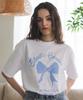 BONIEE Ribbon Graphic Loose Oversized T-Shirt White