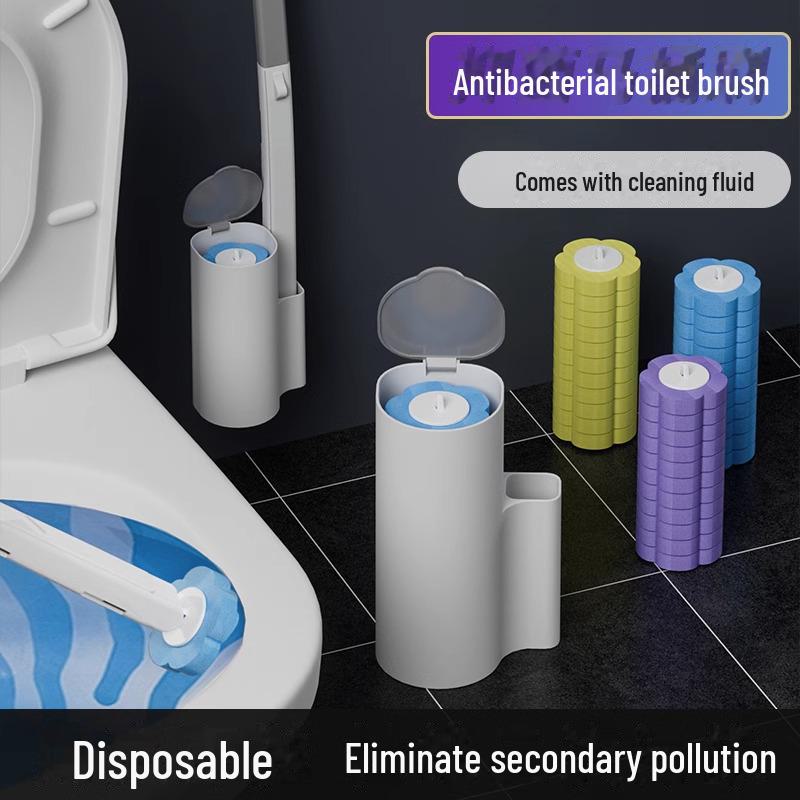 Engangs veggmontert toalettbørste for enkel utskifting og rengjøring uten vask