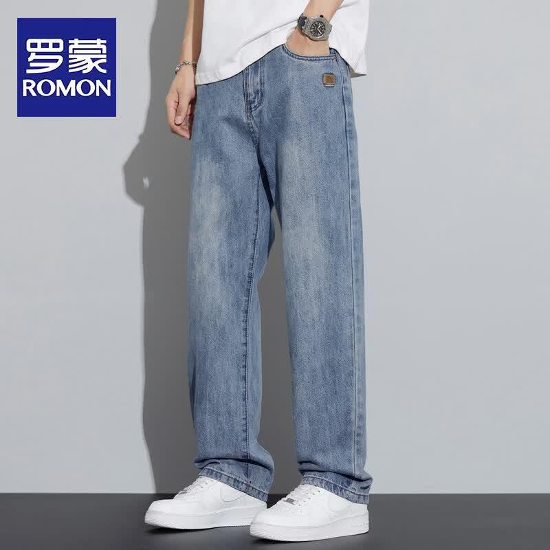 ROMON Men s Summer Loose Straight Jeans 34