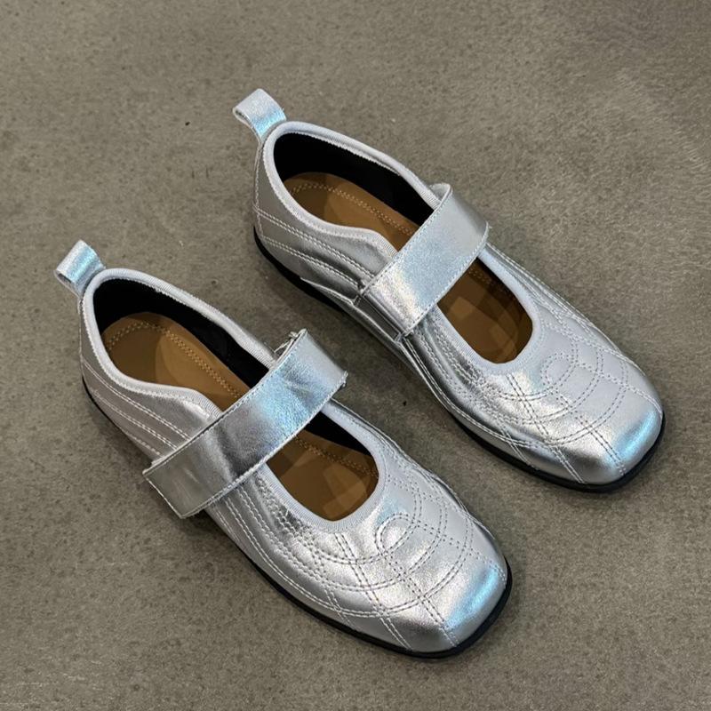 

Sheepskin version~ niche square head shallow mouth single shoes women s fashion versatile sports style ballet shoes soft sole Mary Jane shoes 40