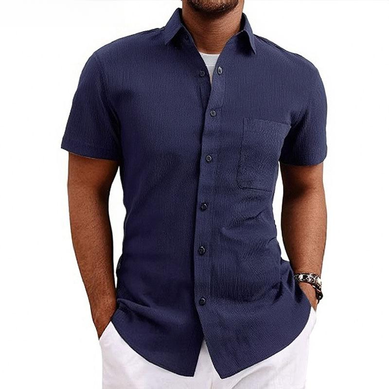 Men’s Plus Size Loose Fit Cotton Linen Short Sleeve Shirt