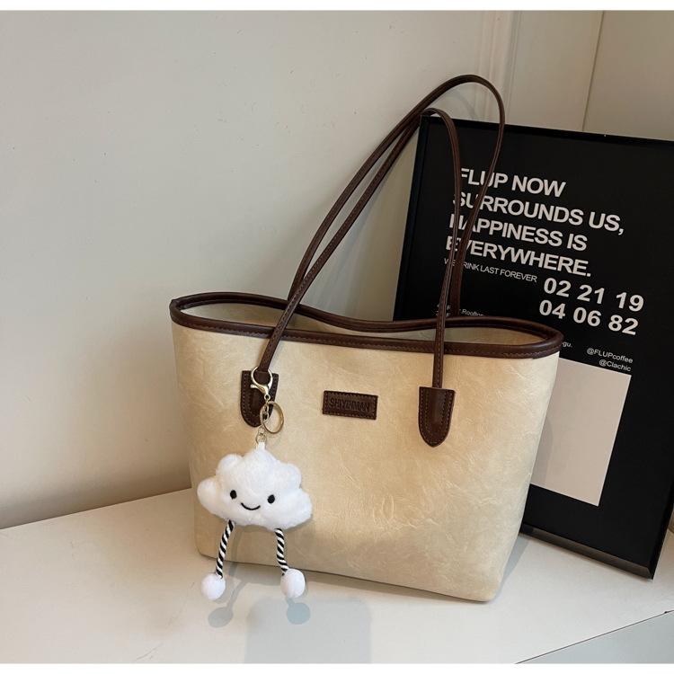 Simple retro tote bag women's 2025 new fashionable large-capacity versatile commuter bag casual underarm shoulder bag