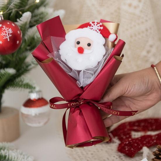 Mini vánoční kytice Umělé jehličí Borovice Šiška Bavlněná květina Ruční kytice Ornament Roztomilé stolní ozdoby Dekorace na vánoční stromeček