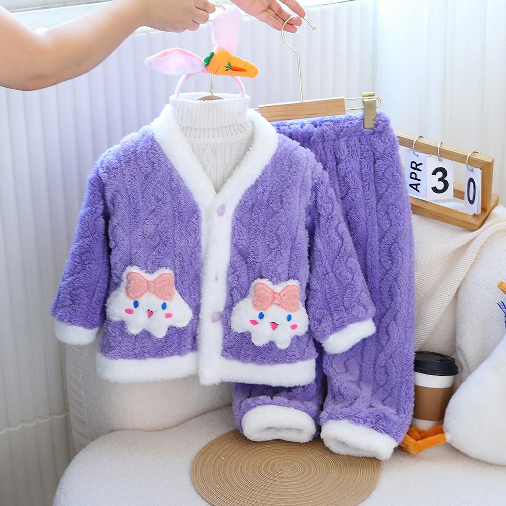 

Пижамный комплект из кораллового флиса для девочек: Стильный, толстый и очень милый зимний костюм для детей от 1 до 10 лет 130 [Height 120-130cm]