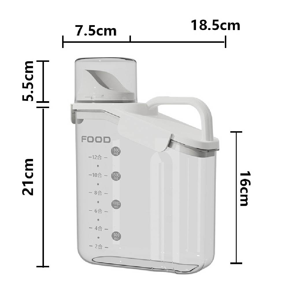 1pc Cereal Containers Storage, Airtight Grain Jar with Measuring Cup Kitchen Organizers for Oatmeal, Grain, Flour, Pet Food