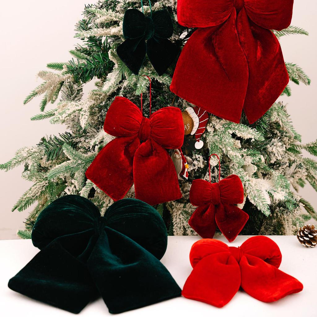 Burgundy Velvet Christmas Bow Ornament: Red Wedding Decoration & Tree Gift
