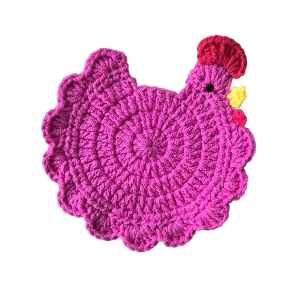 

Soft Fabric Woven Cup Mat Handmade Drink Cup Pads Cute Crochet Coaster Office Decor рожевий червоний колір