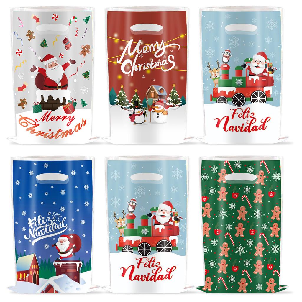 10pcs Christmas Bags Snowflakes Candy Gift Bags Merry Christmas Decoration Gift Wrapping Treat Bags New Year Packing Bag