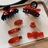 Korean Red Floral Bow Hair Clip: Cute, Versatile Claw for Stylish Simplicity