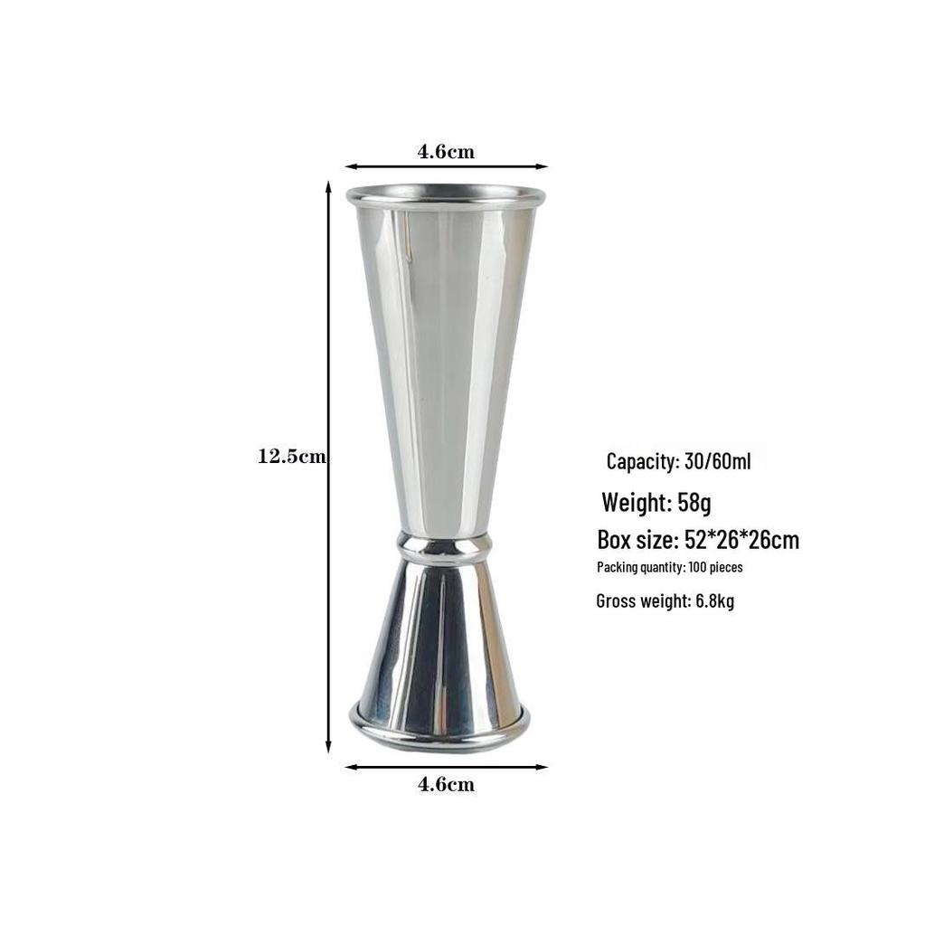 304 Stainless Steel Double-Headed Jigger with Rolled Edge - 30/60 Ounce Scale