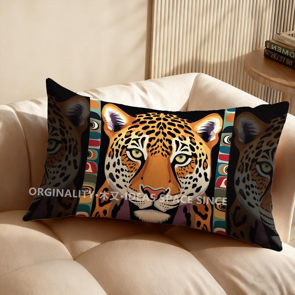 2D-Leopardenmuster Rechteckige Kissenhülle Geeignet für Sofa Schlafzimmer Auto Kissenbezug Kissen Rechteckiges Rückenkissen