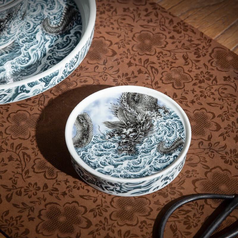 Chaxun Retro Blue & White Taotie Gaiwan Tea Set