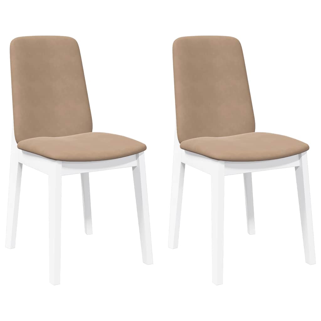 Dining Chairs with Cushions 2 pcs White Solid Rubberwood
