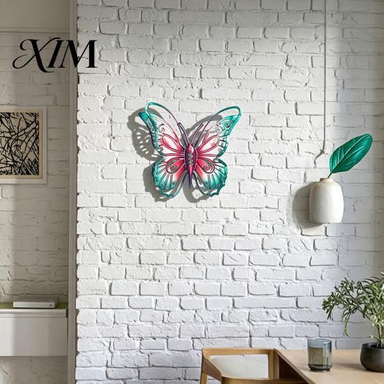 Colorful Iron Butterfly Sculptures Metal Wall Decorations, Garden Art Sculpture, Decorative Pieces Weatherproof Hanging Decor for Patio Fence