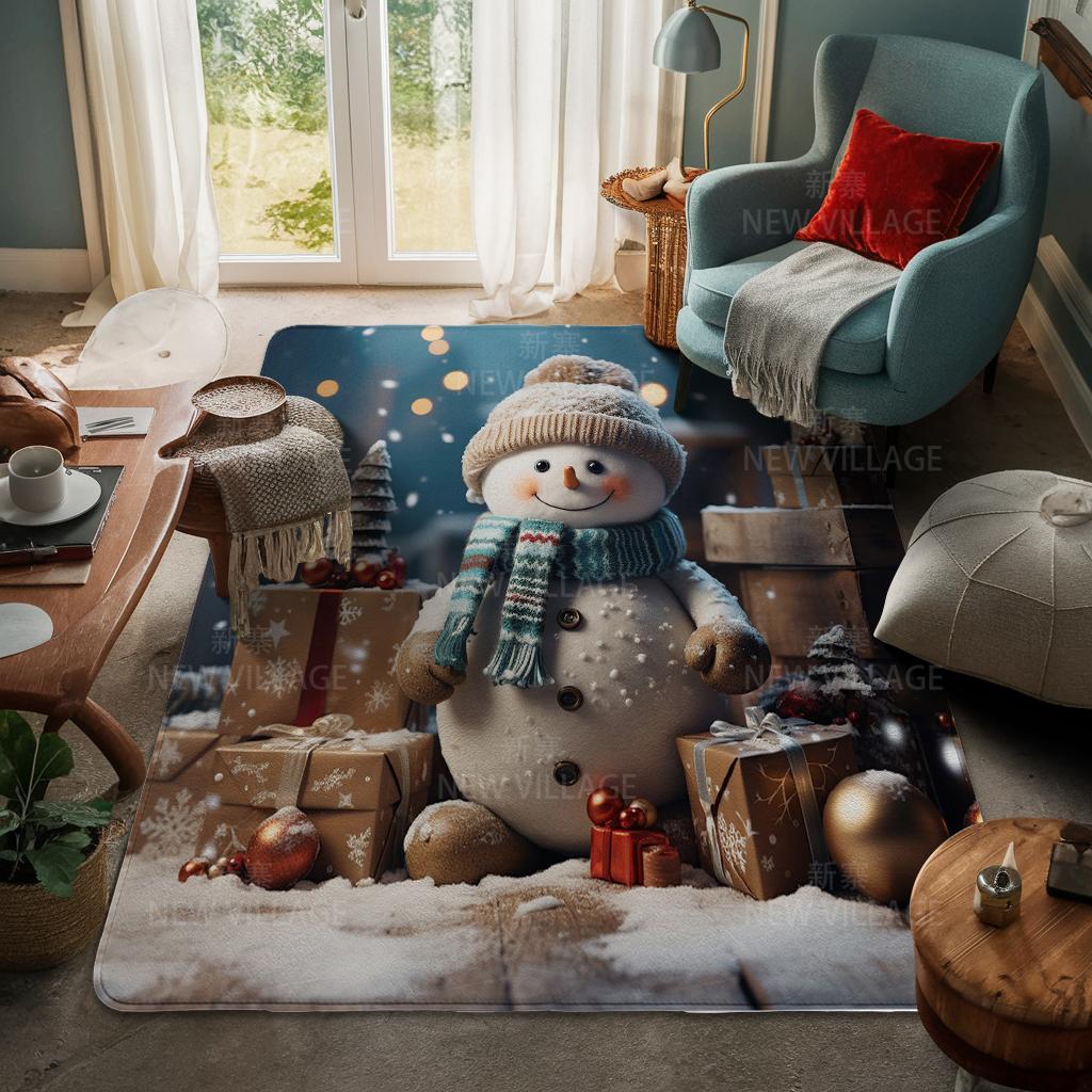 House Entrance Carpet Home Door Mat Living Room Bath Foot Bathroom Non-slip Water Absorption Rugs Bath Merry Christmas Winter