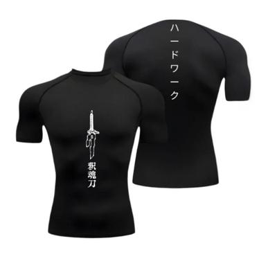 Men's Compression Shirt Sportswear Fashion Summer Running Fitness Gym Comfortable High Elasticity Gym Clothing Sweat Absorbing Tight Fit