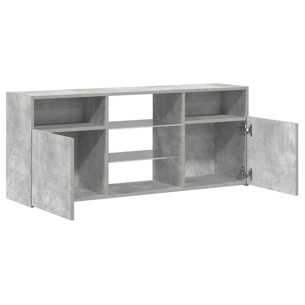TV Stand with LED Lights Concrete Grey 120 x 30 x 50 cm