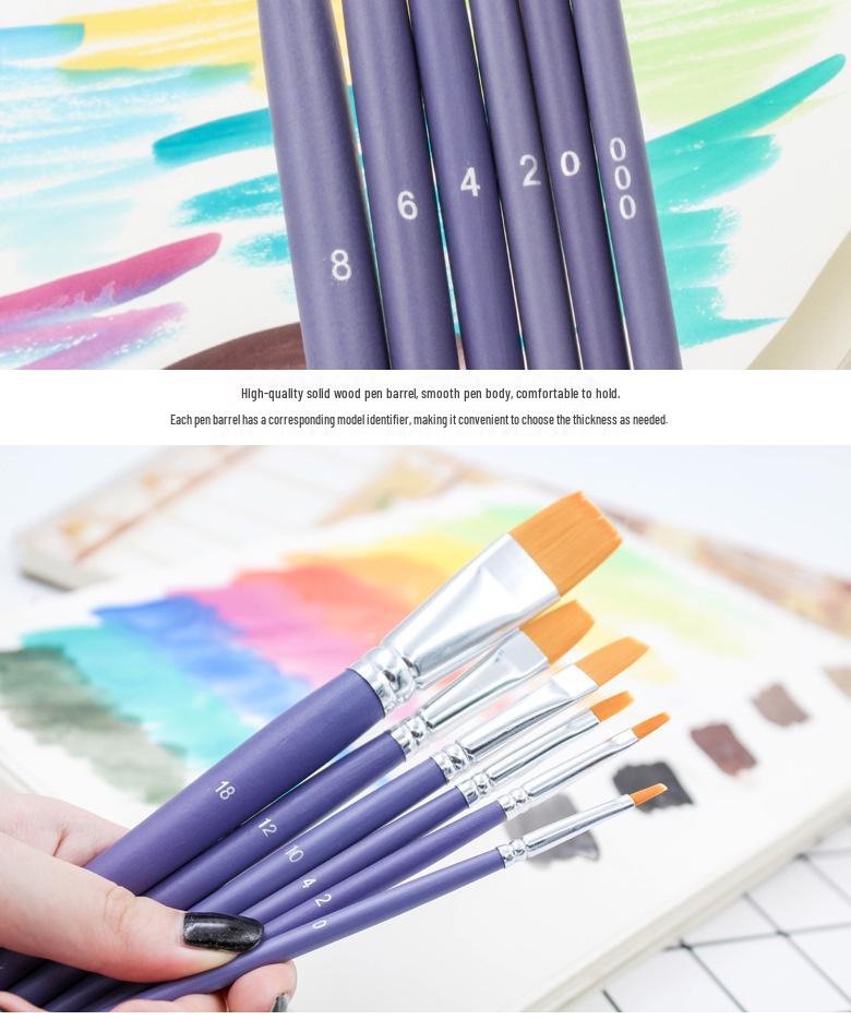 Beibiao 8-Piece Nylon Brush Set for Watercolor, Gouache, Acrylic, and Oil Painting