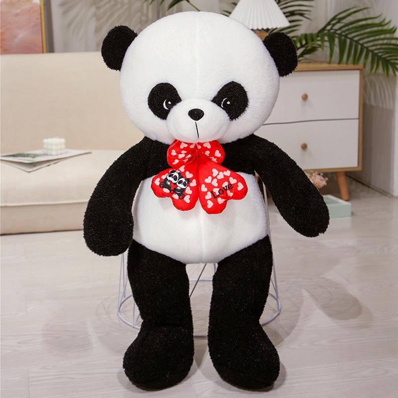 

Милая панда с бантом, плюшевая игрушка, черно-белая кукла-панда, детская успокаивающая тряпичная кукла, подарок на день рождения 50cm（0.5kg）