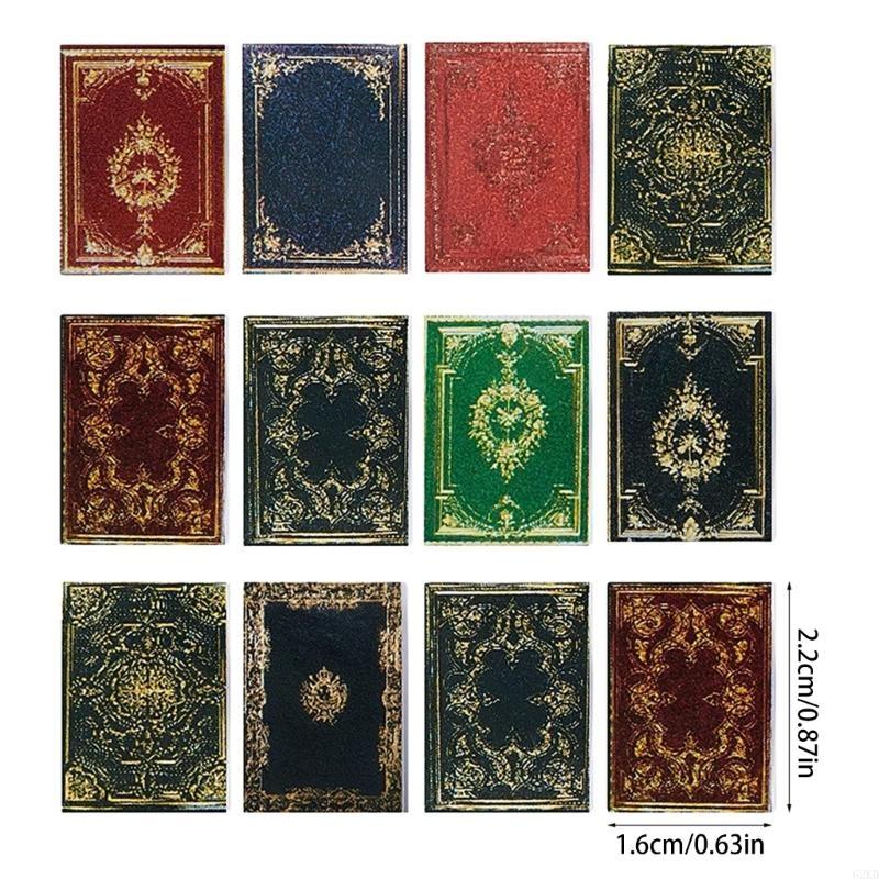 62KD 3 Pieces 1:12 Scale Miniatures Dollhouse European Classical Mini Books Notebook Pretend for Play Furniture Decoration