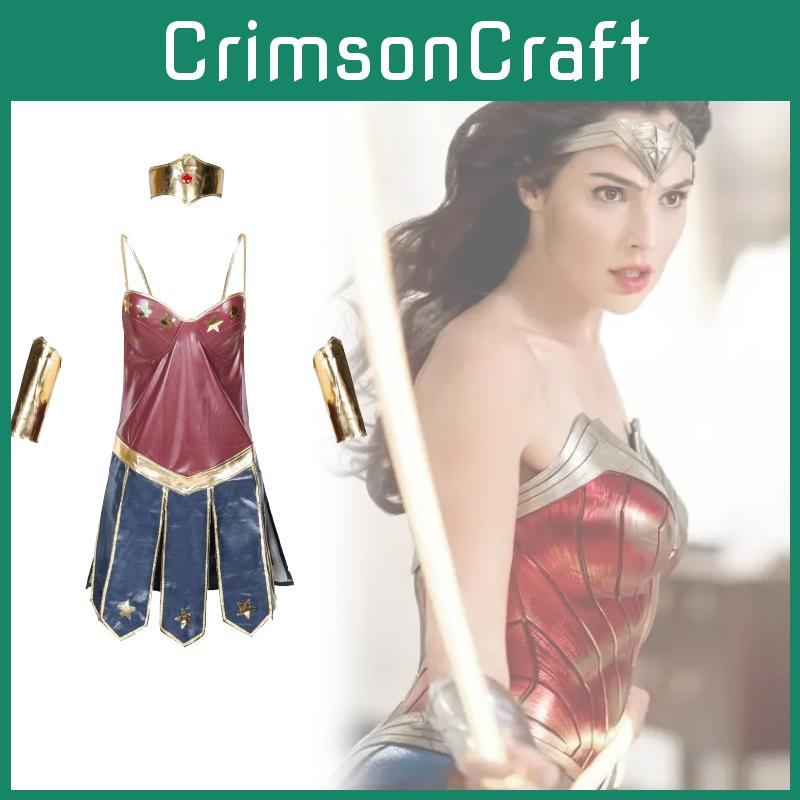 Costume da Cosplay di Wonder Woman Con Pelle PU Gioco di Ruolo Fantasy Abbigliamento di Halloween
