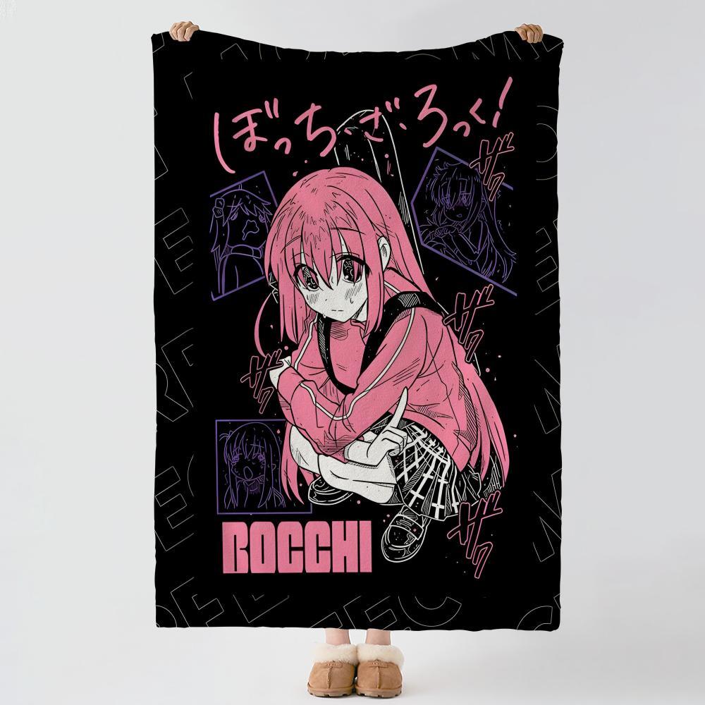 anime B-Bocchi the Rock-k Throw Thick Comfort Flannel Quilt, Multi-scene Use Indoor Outdoor Daily Nap