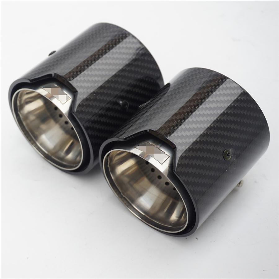 Car Carbon Fiber Exhaust End Tail Tips 71mm In